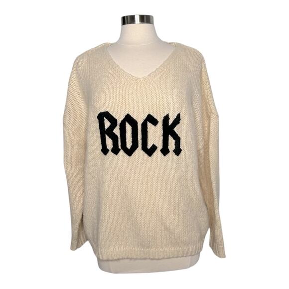 Elan Cream Black Rock Sweater Oversized Medium - Picture 1 of 9